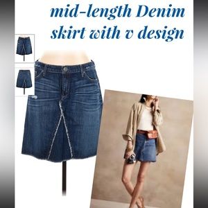 Banana republic women Denim skirt with v design and snap pocket/mid-leng
